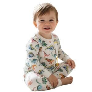 Hart+Land Dinos Patterned Organic Pima Cotton Kids Pajama Set 18-24M
